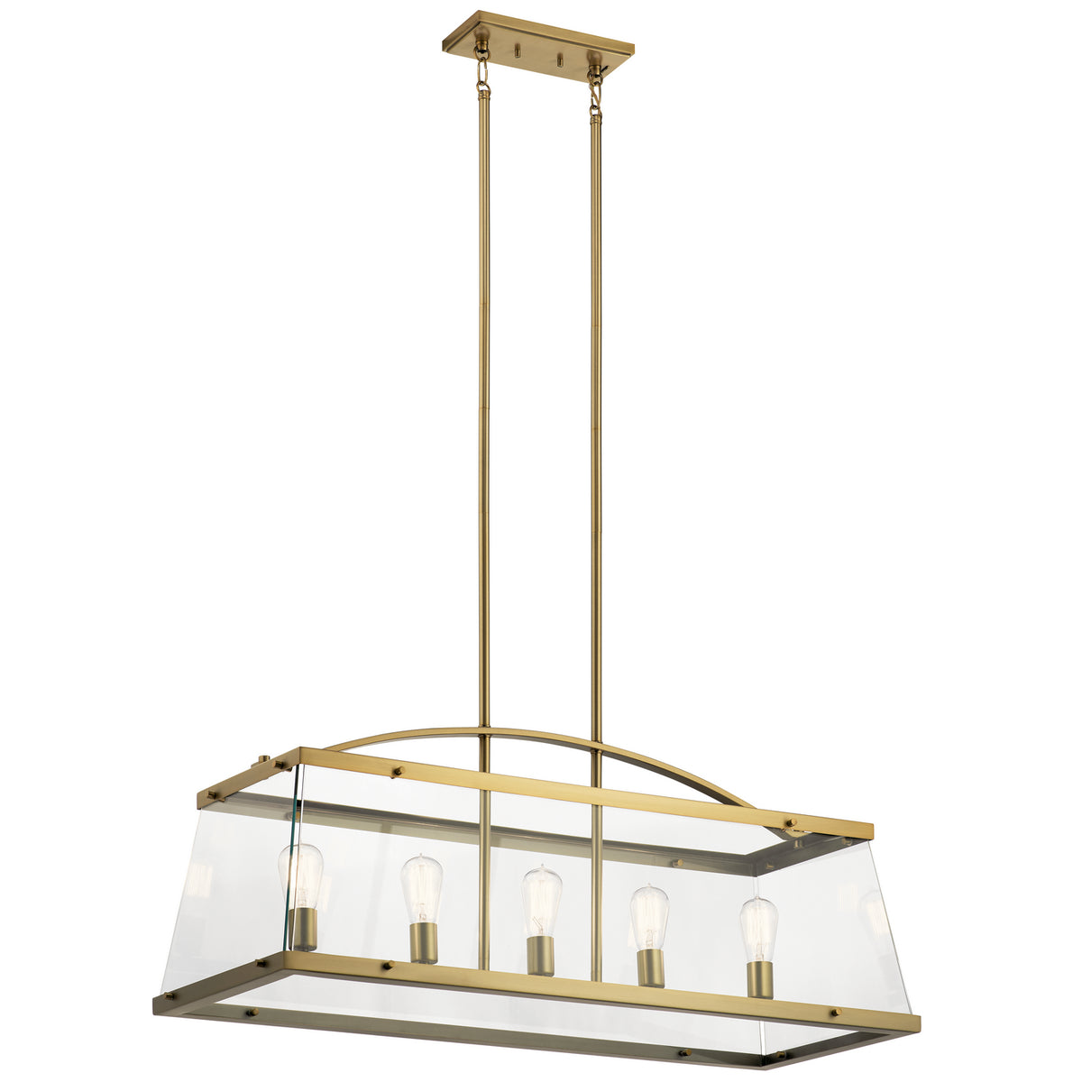 KICHLER 52123BNB Darton 40.75" 5 Light Linear Chandelier with Clear Glass in Brushed Natural Brass