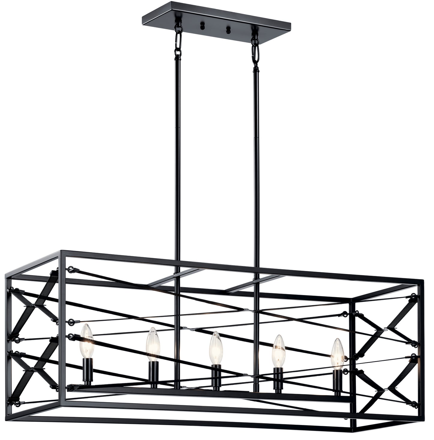 KICHLER 52140BK Sevan Five Light Linear Chandelier Black