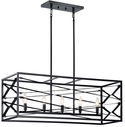 KICHLER 52140BK Sevan Five Light Linear Chandelier Black