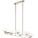 KICHLER 52224PN Pim 39" 6 Light Oval Chandelier with Satin Etched Cased Opal Glass in Polished Nickel