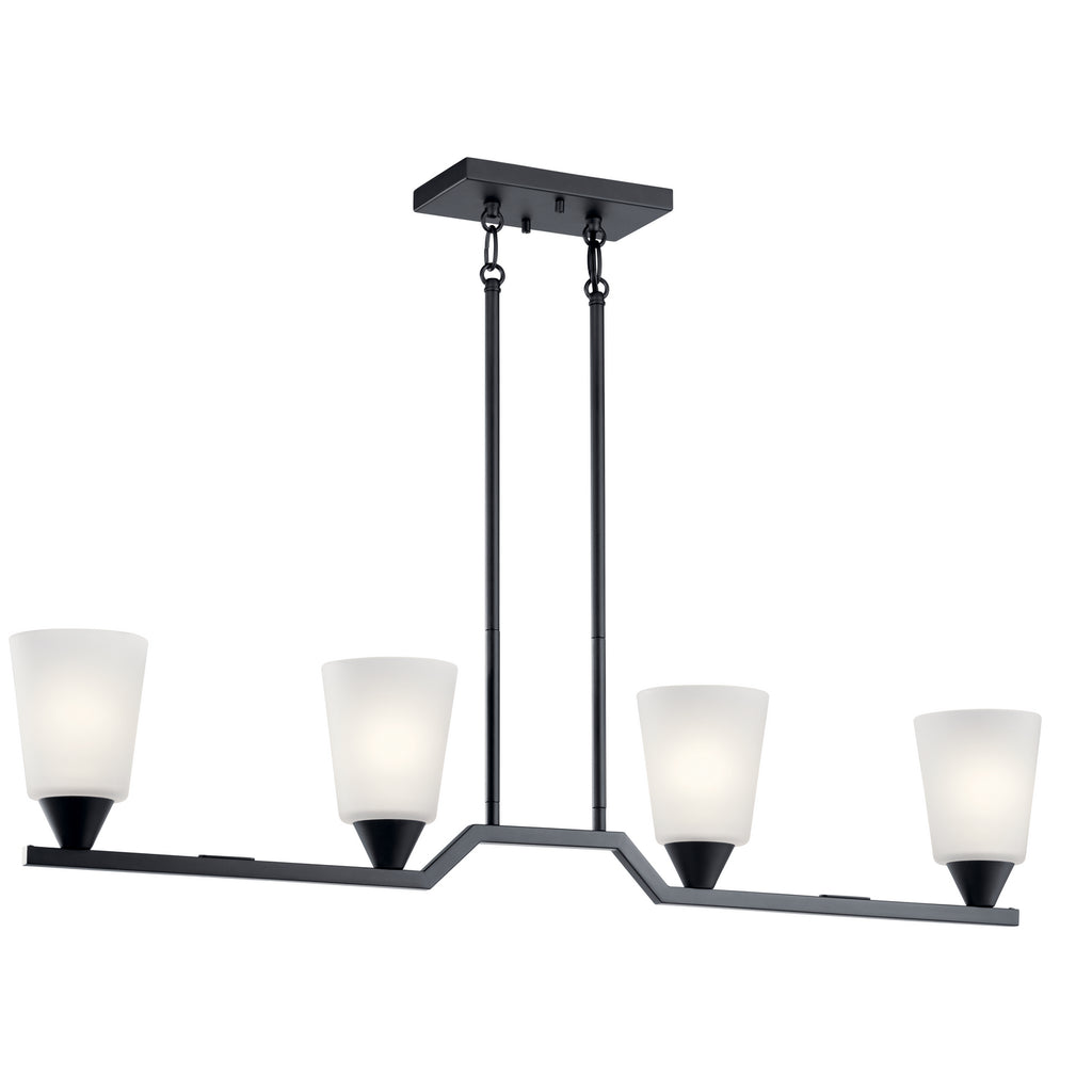 KICHLER 52233BK Skagos Four Light Linear Chandelier Black