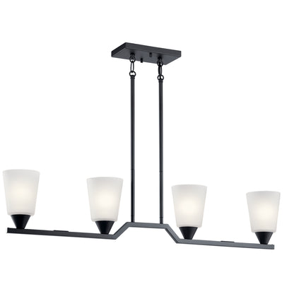 KICHLER 52233BK Skagos Four Light Linear Chandelier Black