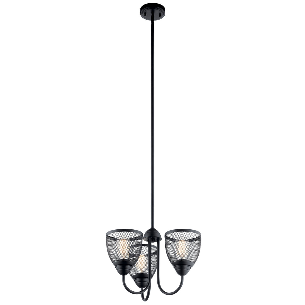 KICHLER 52268BK Voclain Three Light Chandelier/Semi Flush Mount Black
