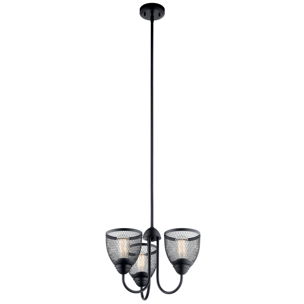 KICHLER 52268BK Voclain Three Light Chandelier/Semi Flush Mount Black
