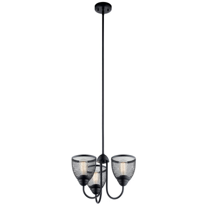 KICHLER 52268BK Voclain Three Light Chandelier/Semi Flush Mount Black