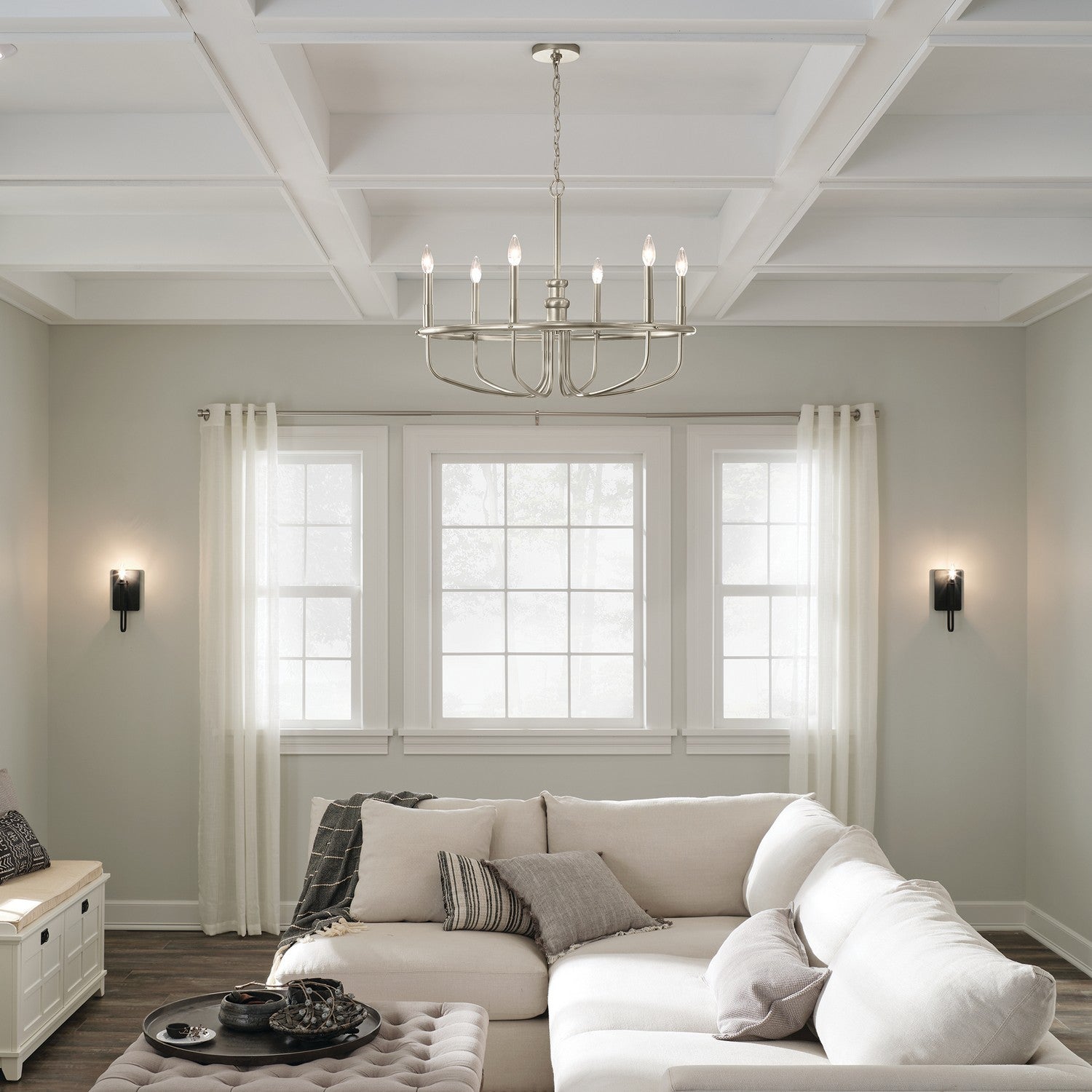 KICHLER 52304NI Capitol Hill 22" 6 Light Chandelier In Brushed Nickel