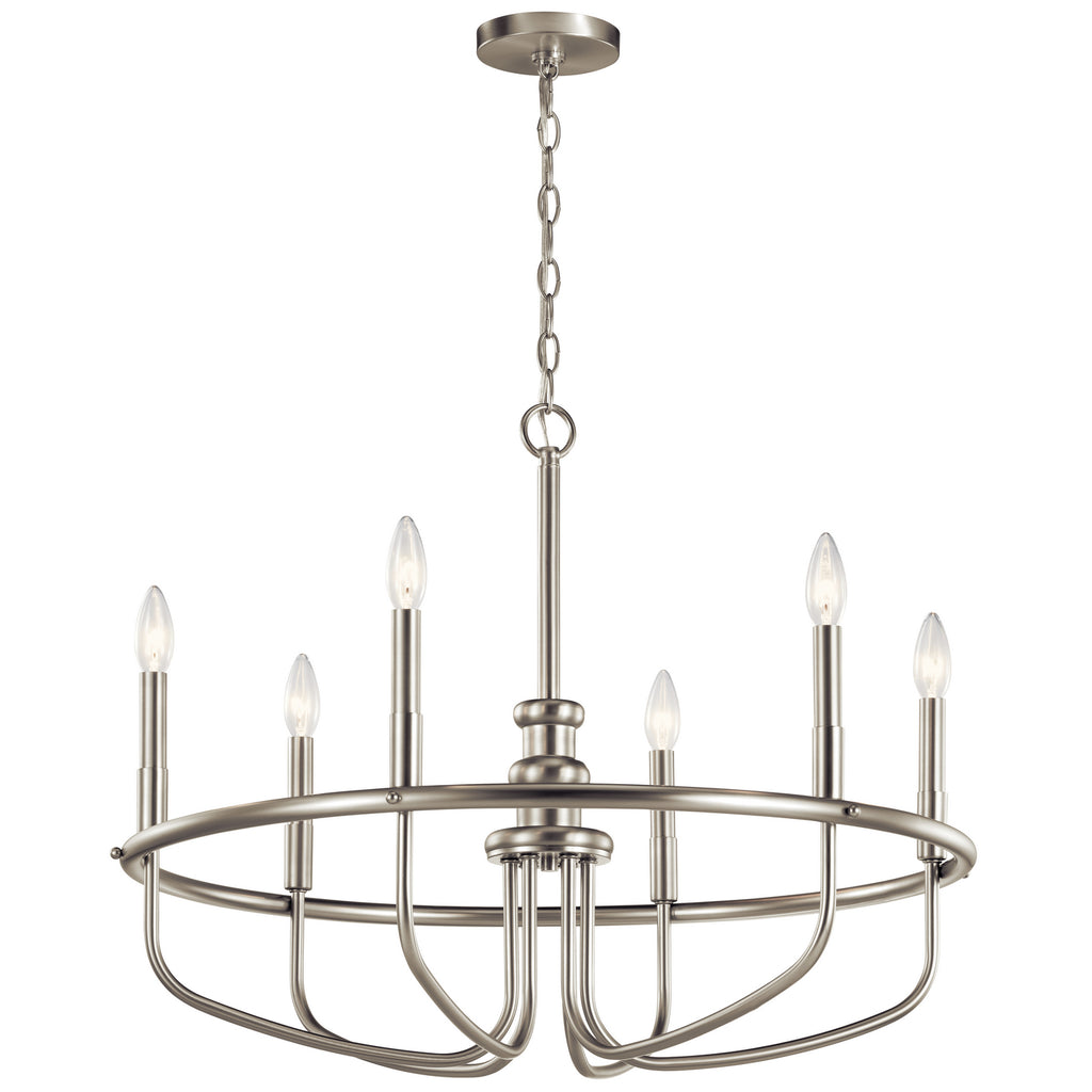 KICHLER 52304NI Capitol Hill 22" 6 Light Chandelier In Brushed Nickel