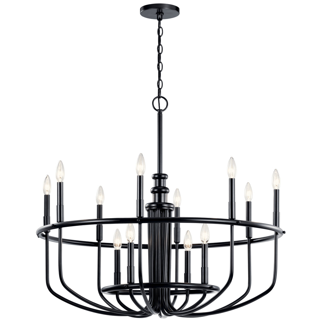 KICHLER 52305BK Capitol Hill 30.75" 12 Light Chandelier In Black