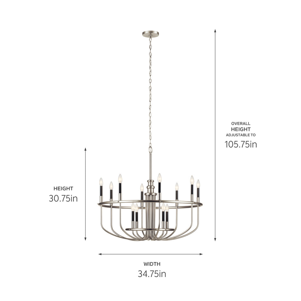 KICHLER 52305NI Capitol Hill 30.75" 12 Light Chandelier In Brushed Nickel