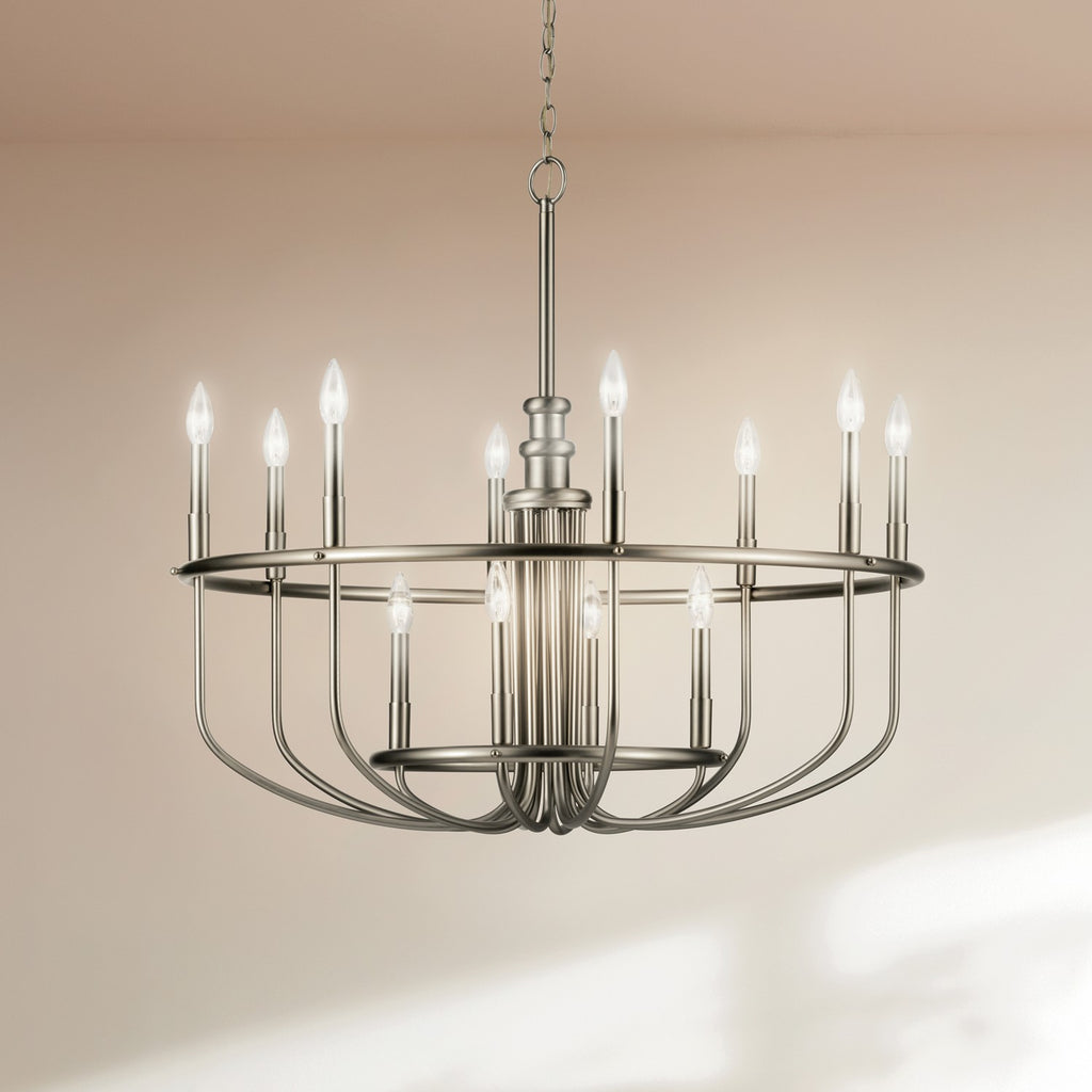 KICHLER 52305NI Capitol Hill 30.75" 12 Light Chandelier In Brushed Nickel