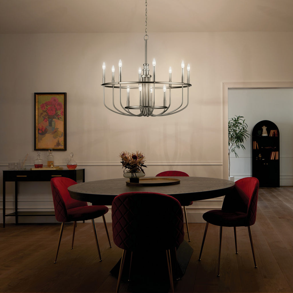 KICHLER 52305NI Capitol Hill 30.75" 12 Light Chandelier In Brushed Nickel
