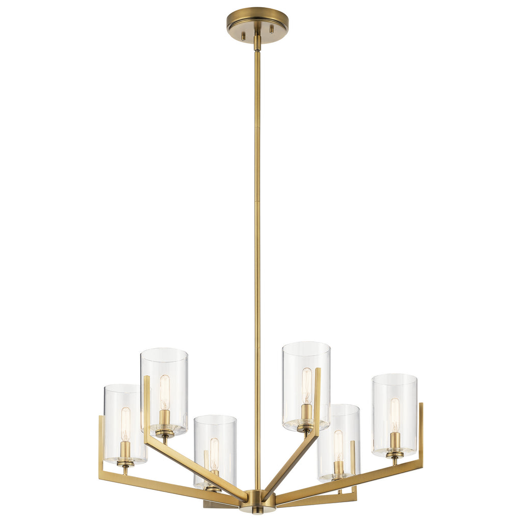 KICHLER 52314BNB Nye 14.75" 6 Light Chandelier With Clear Glass In Brushed Natural Brass