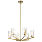 KICHLER 52314BNB Nye 14.75" 6 Light Chandelier With Clear Glass In Brushed Natural Brass