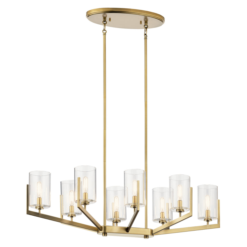 KICHLER 52315BNB Nye 14.75" 8 Light Oval Chandelier With Clear Glass In Brushed Natural Brass