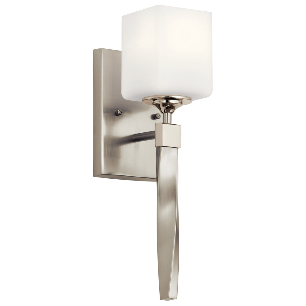 KICHLER 55000NI Marette 5 " 1 Light Wall Sconce With Satin Etched Cased Opal Glass In Brushed Nickel