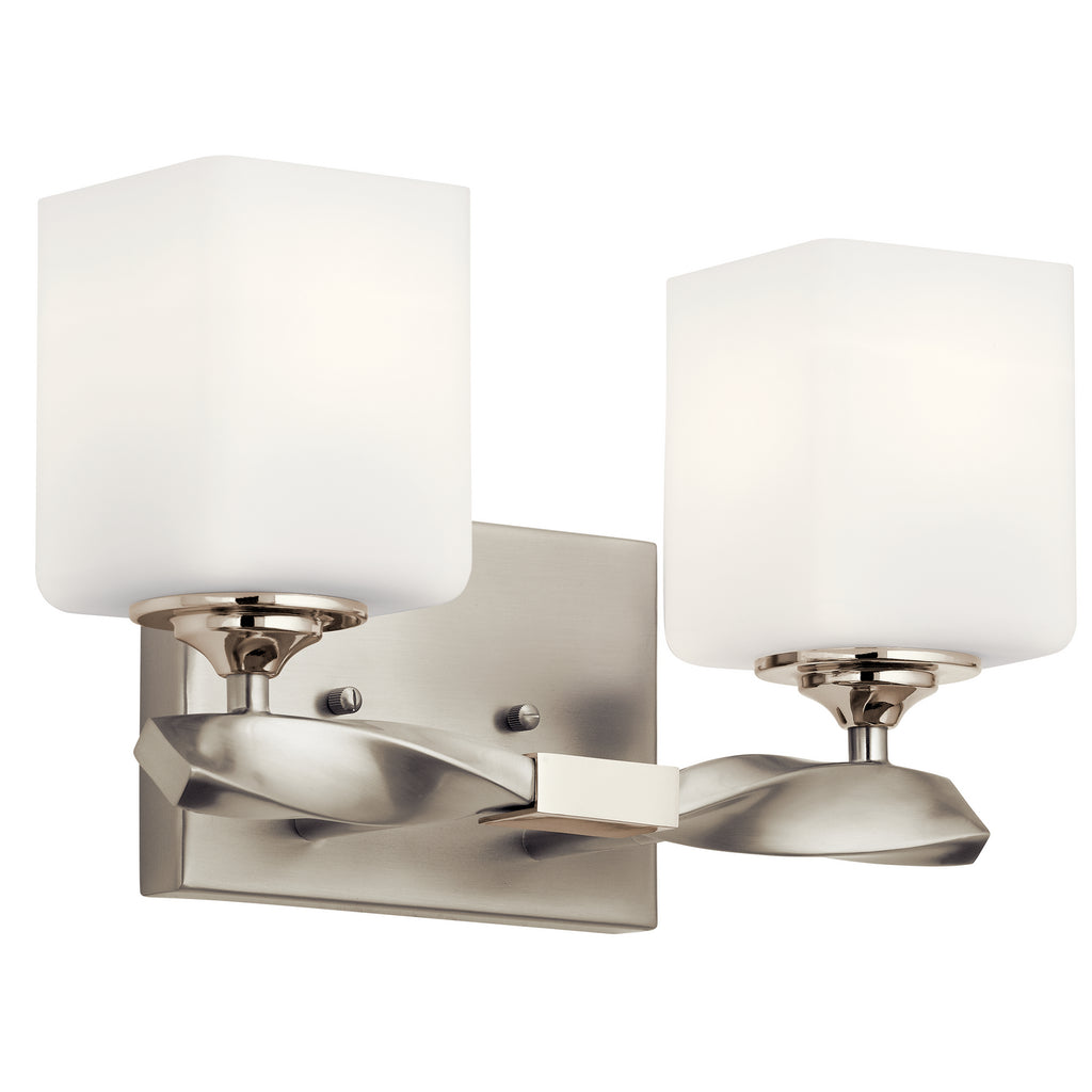 KICHLER 55001NI Marette 13.5 " 2 Light Vanity Light With Satin Etched Cased Opal Glass In Brushed Nickel