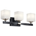 KICHLER 55002BK Marette 22.75" 3 Light Vanity Light With Satin Etched Cased Opal Glass In Black