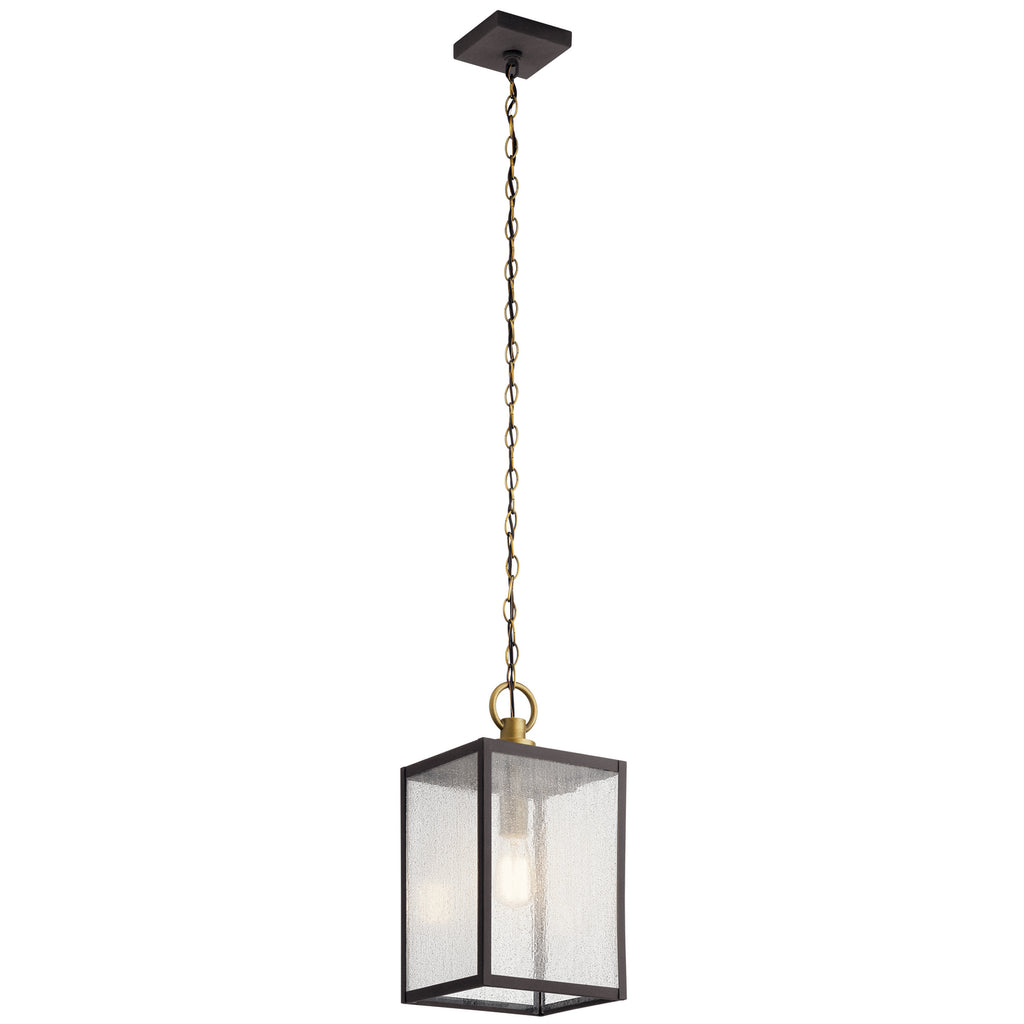 KICHLER 59008WZC Lahden 17.25" 1 Light Outdoor Convertible Pendant/Semi Flush With Clear Seeded Glass In Weathered Zinc