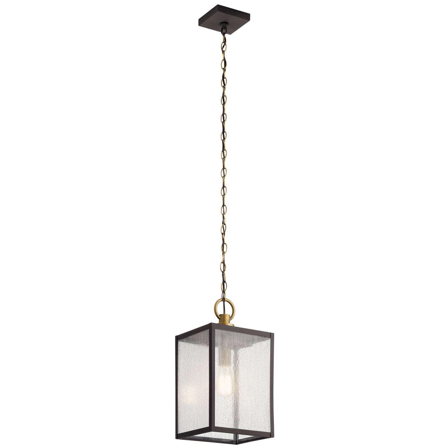 KICHLER 59008WZC Lahden 17.25" 1 Light Outdoor Convertible Pendant/Semi Flush With Clear Seeded Glass In Weathered Zinc