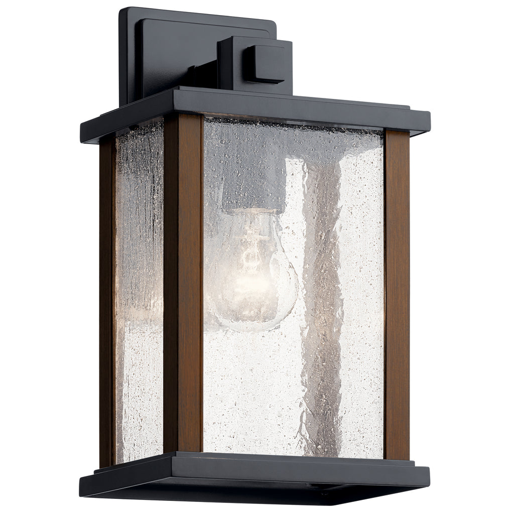 KICHLER 59017BK Marimount 12.75" 1 Light Outdoor Wall Light With Clear Ribbed Glass In Black