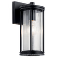 KICHLER 59022BK Barras 11.5" 1 Light Outdoor Wall Light With Clear Ribbed Glass In Black