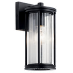 KICHLER 59022BK Barras 11.5" 1 Light Outdoor Wall Light With Clear Ribbed Glass In Black