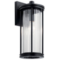 KICHLER 59023BK Barras 16" 1 Light Outdoor Wall Light With Clear Ribbed Glass In Black