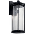 KICHLER 59024BK Barras 20" 1 Light Outdoor Wall Light With Clear Ribbed Glass In Black