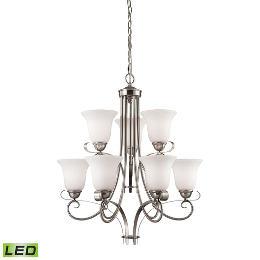 THOMAS 1009CH/20-LED Brighton 25'' Wide 9-Light Chandelier - Brushed Nickel