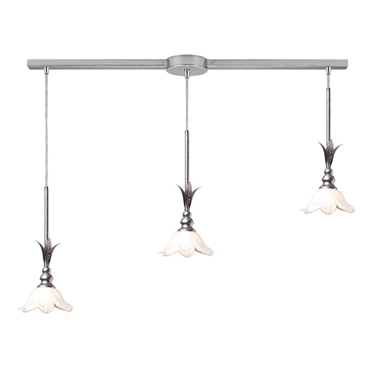 ELK SHOWROOM 10100/3L-CW Balina 3-Lt Linear Cotton White Pendant in Antique Silver