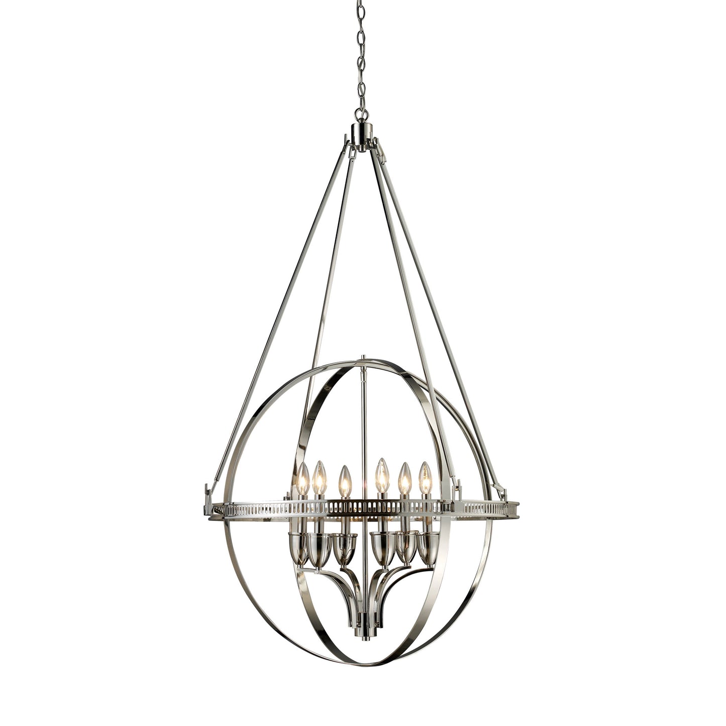 ELK SHOWROOM 10193/6 Hemispheres 32'' Wide 6-Light Chandelier - Polished Nickel