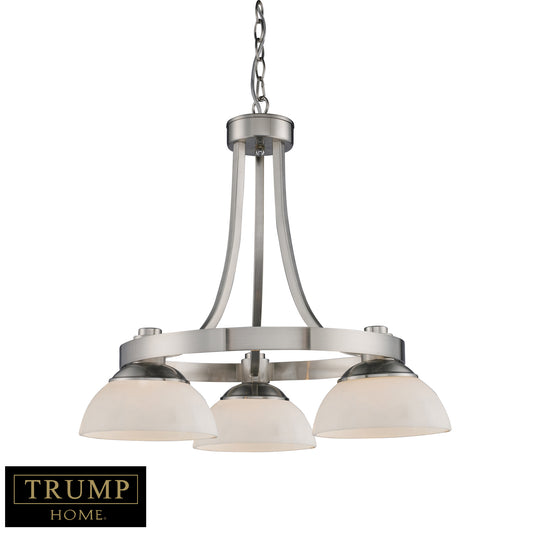 ELK SHOWROOM 10205/3 3-Light Chandelier in Brushed Nickel with White Glass