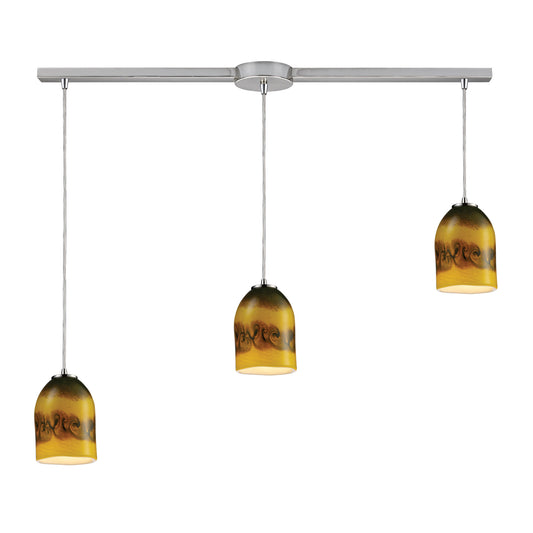 ELK SHOWROOM 10217/3L-CMT Cosmos 3-Light Linear Pendant Solar Flare in Satin Nickel