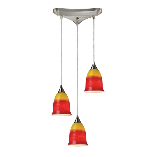 ELK SHOWROOM 10218/3FIR Horizon 3-Light Pendant Fire in Satin Nickel