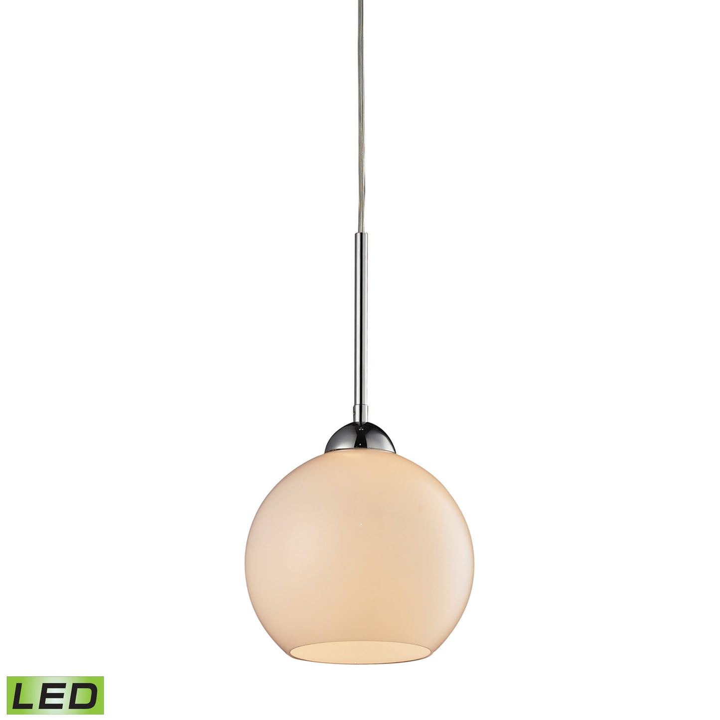 ELK SHOWROOM 10240/1WH-LED Cassandra 8'' Wide 1-Light Pendant - Polished Chrome (LED)