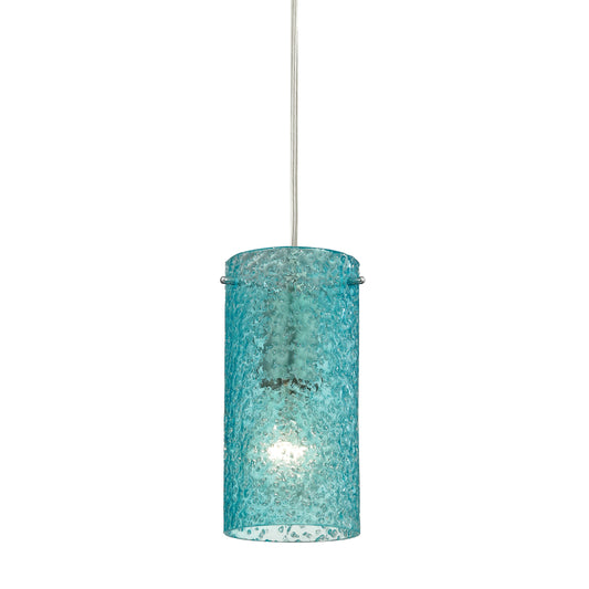 ELK SHOWROOM 10242/1AQ Ice Fragments 5'' Wide 1-Light Pendant - Satin Nickel and Aqua Glass