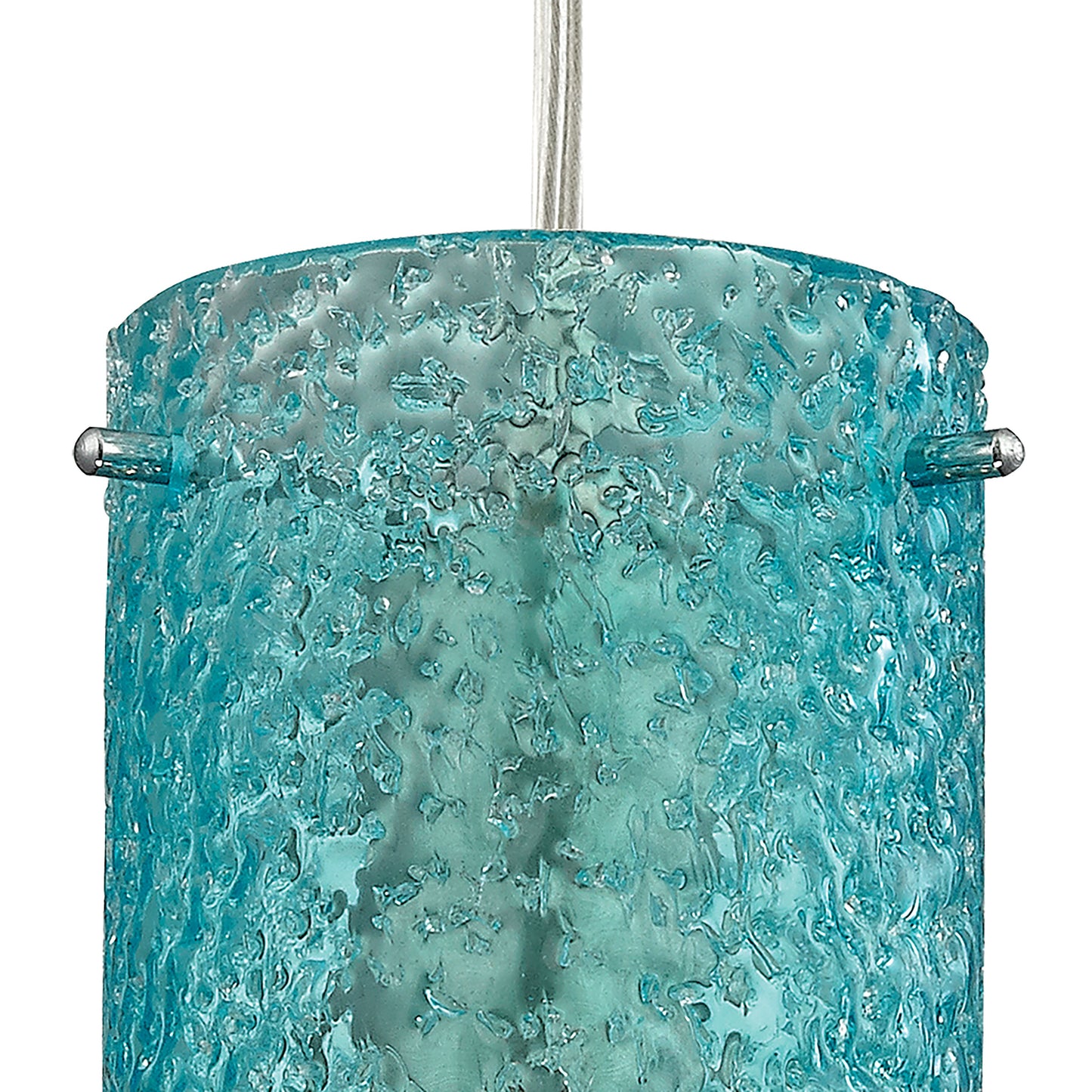 ELK SHOWROOM 10242/1AQ Ice Fragments 5'' Wide 1-Light Pendant - Satin Nickel and Aqua Glass