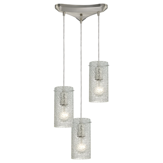 ELK SHOWROOM 10242/3CL Ice Fragments 10'' Wide 3-Light Pendant - Satin Nickel and Clear Glass