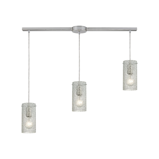 ELK SHOWROOM 10242/3L-CL Ice Fragments 36'' Wide 3-Light Slim Pendant - Satin Nickel and Clear Glass