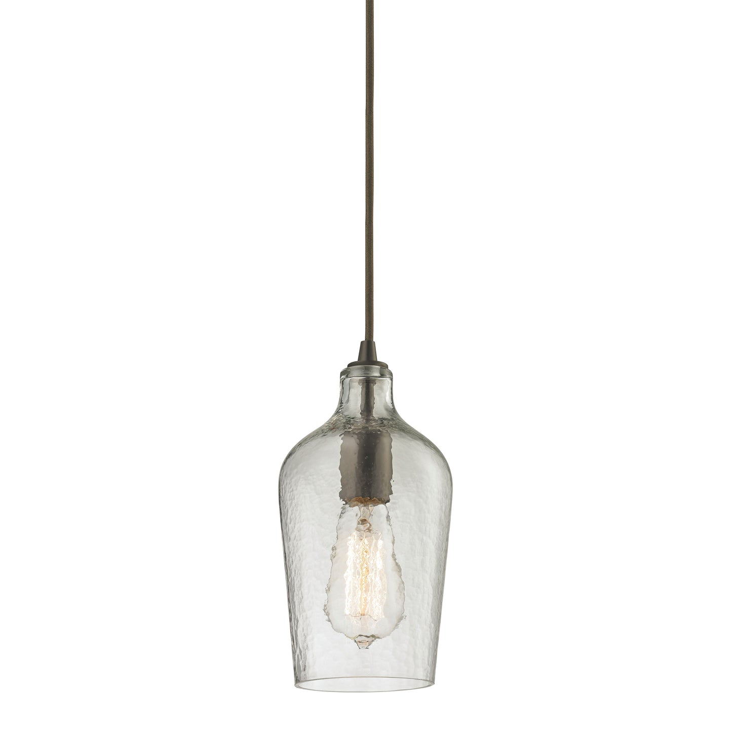 ELK SHOWROOM 10331/1CLR Hammered Glass 5'' Wide 1-Light Pendant - Oil Rubbed Bronze with Clear