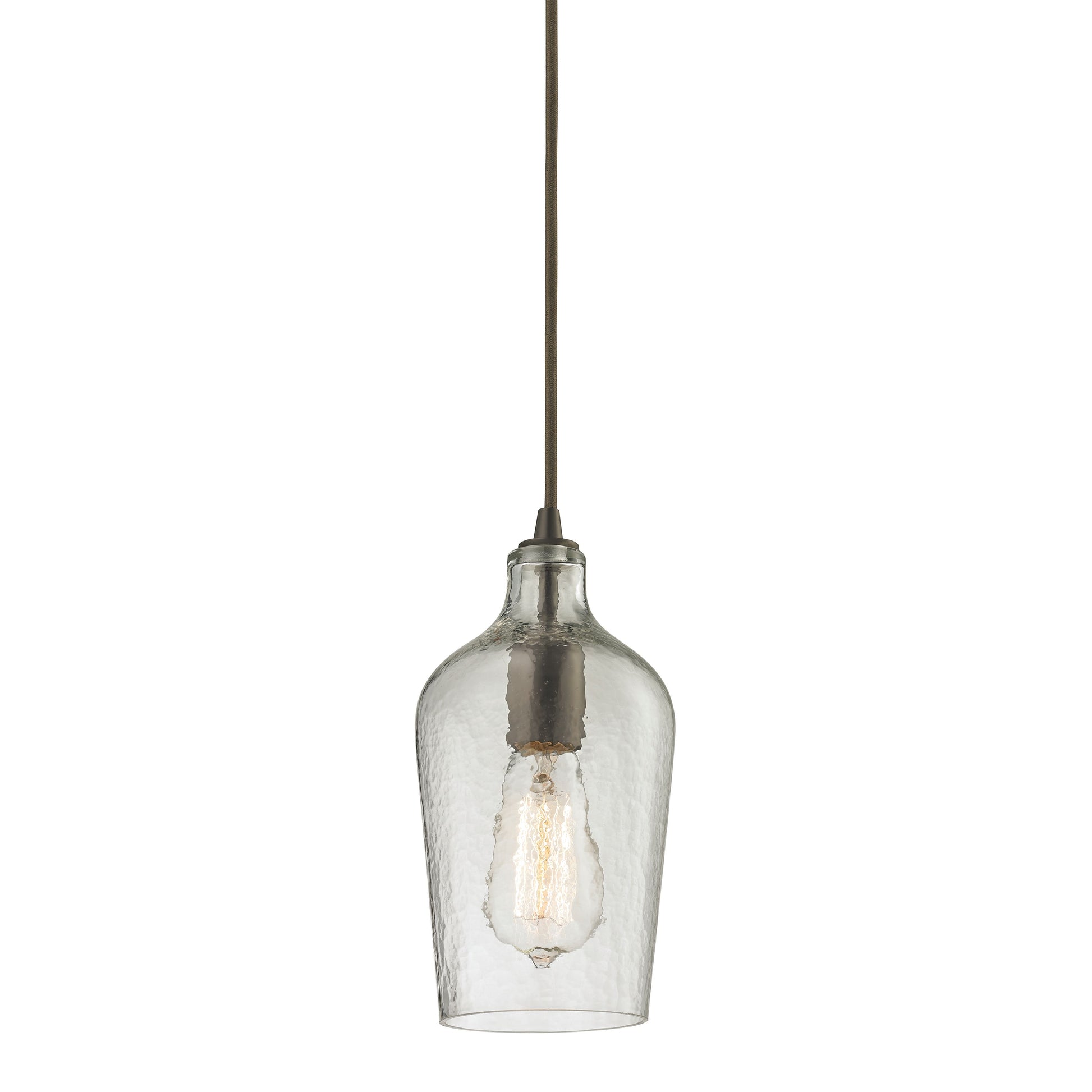 ELK SHOWROOM 10331/1CLR Hammered Glass 5'' Wide 1-Light Pendant - Oil Rubbed Bronze with Clear