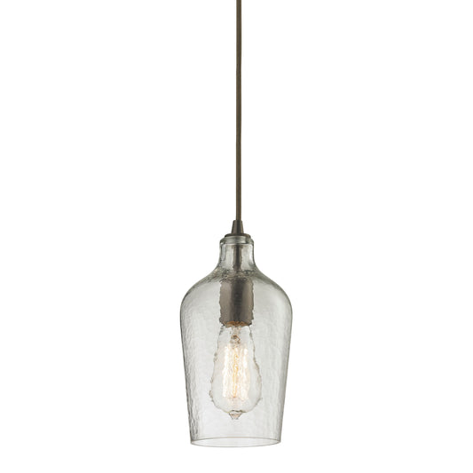 ELK SHOWROOM 10331/1CLR Hammered Glass 5'' Wide 1-Light Pendant - Oil Rubbed Bronze with Clear