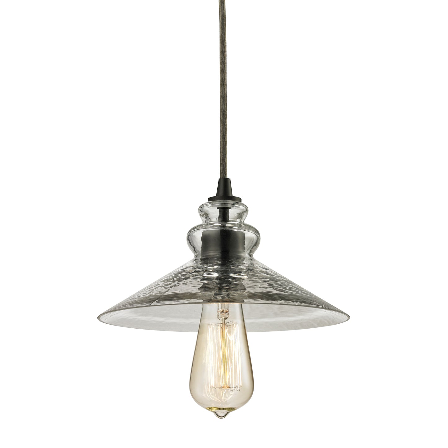 ELK SHOWROOM 10332/1 Hammered Glass 9'' Wide 1-Light Mini Pendant - Oil Rubbed Bronze