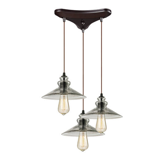 ELK SHOWROOM 10332/3 Hammered Glass 10'' Wide 3-Light Mini Pendant - Oil Rubbed Bronze