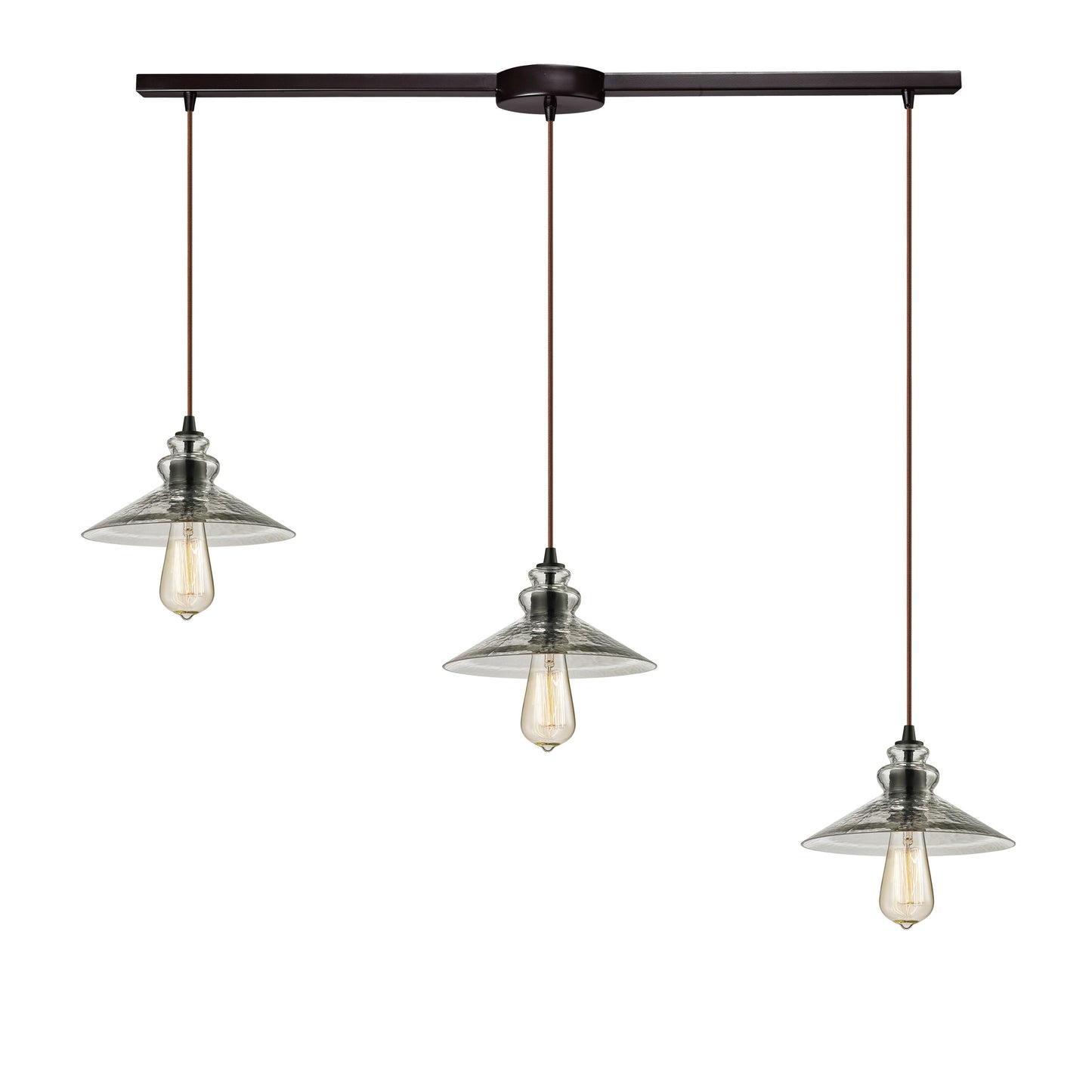 ELK SHOWROOM 10332/3L Hammered Glass 5'' Wide 3-Light Mini Pendant - Oil Rubbed Bronze