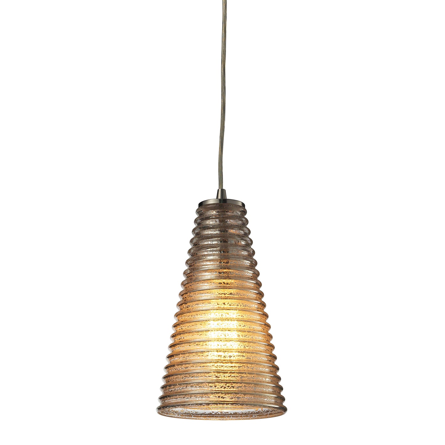 ELK SHOWROOM 10333/1 Ribbed Glass 6'' Wide 1-Light Mini Pendant - Satin Nickel