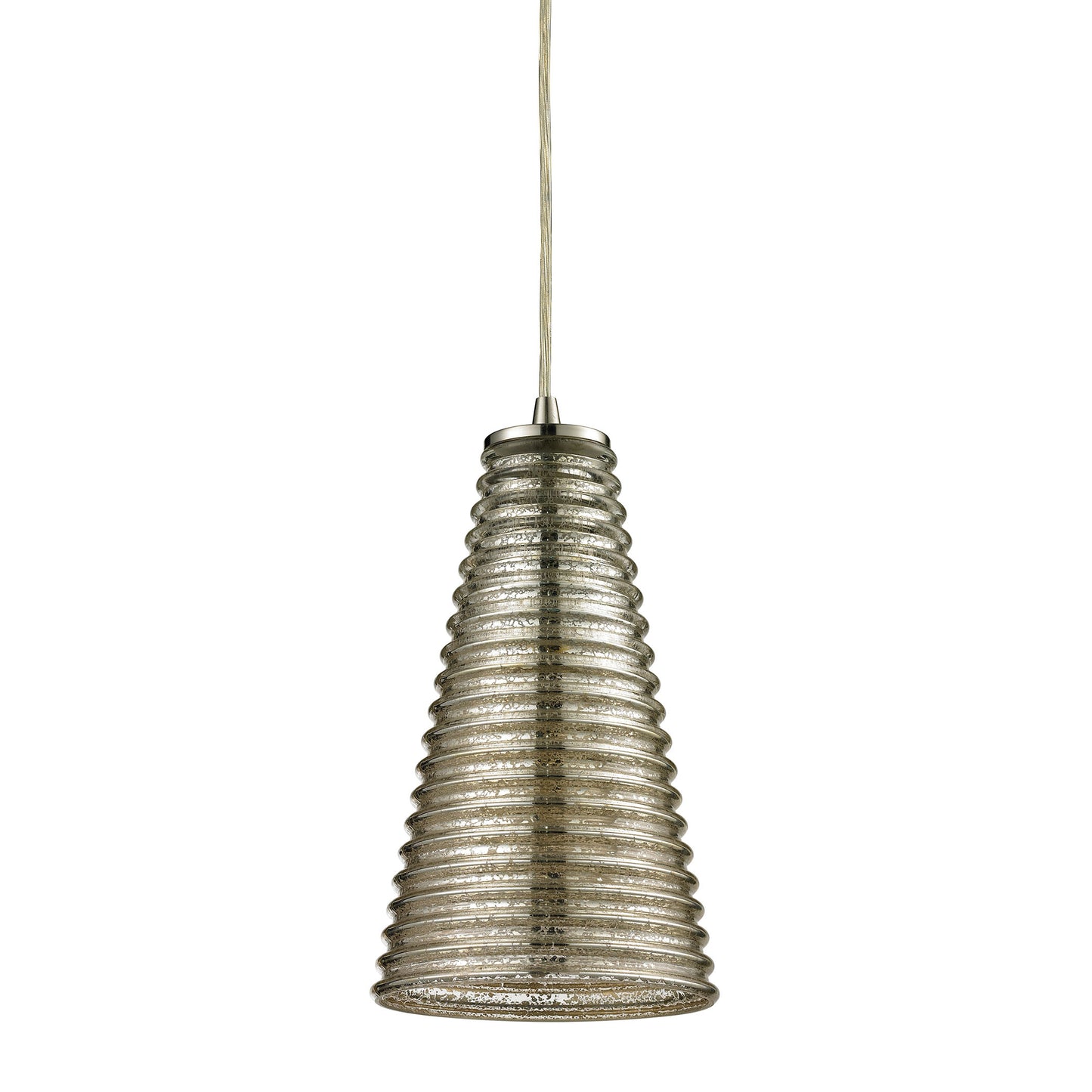 ELK SHOWROOM 10333/1 Ribbed Glass 6'' Wide 1-Light Mini Pendant - Satin Nickel