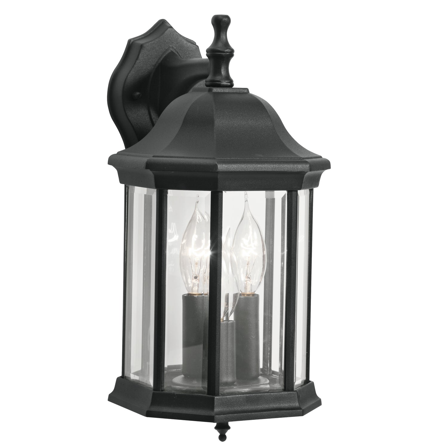 KICHLER 9777BK Chesapeake 14.75" 3 Light Outdoor Wall Light With Clear Beveled Glass In Black