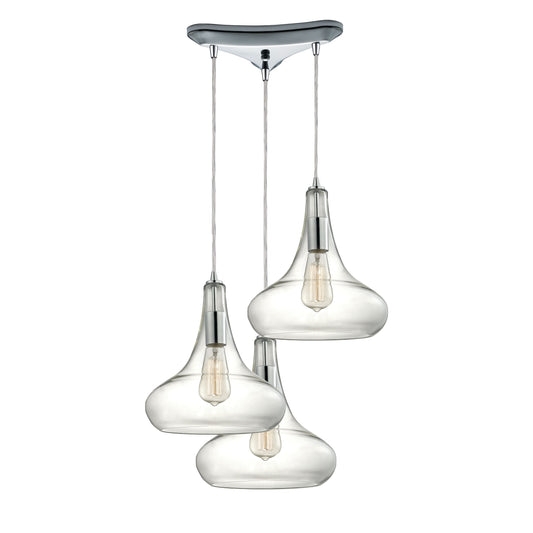 ELK SHOWROOM 10422/3 Orbital 10'' Wide 3-Light Pendant - Polished Chrome