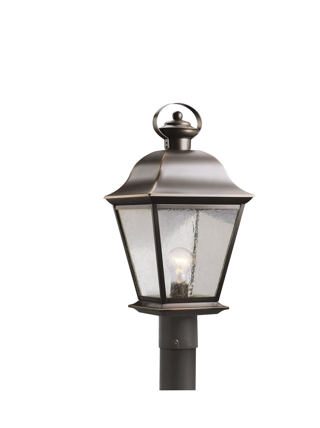 KICHLER 9909OZ Mount Vernon 19.5" 1 Light Outdoor Post Light With Clear Seeded Glass In Olde Bronze